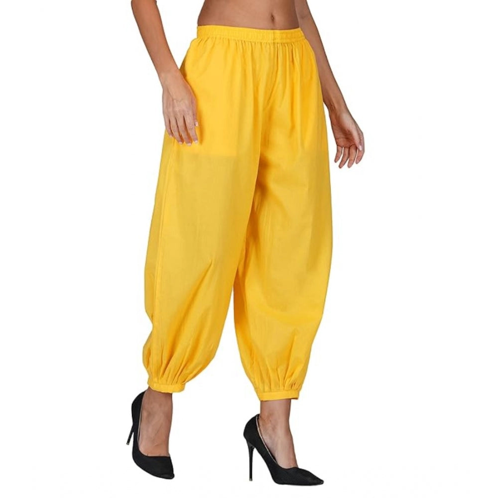 Casual Cotton Cambric Solid Elastic Waist Patiala Harem Pants