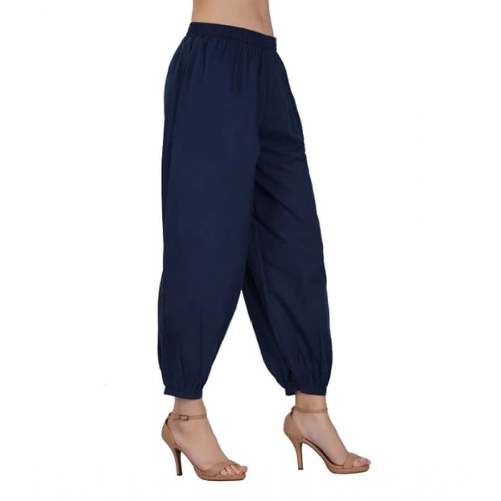 Casual Cotton Cambric Solid Elastic Waist Patiala Harem Pants