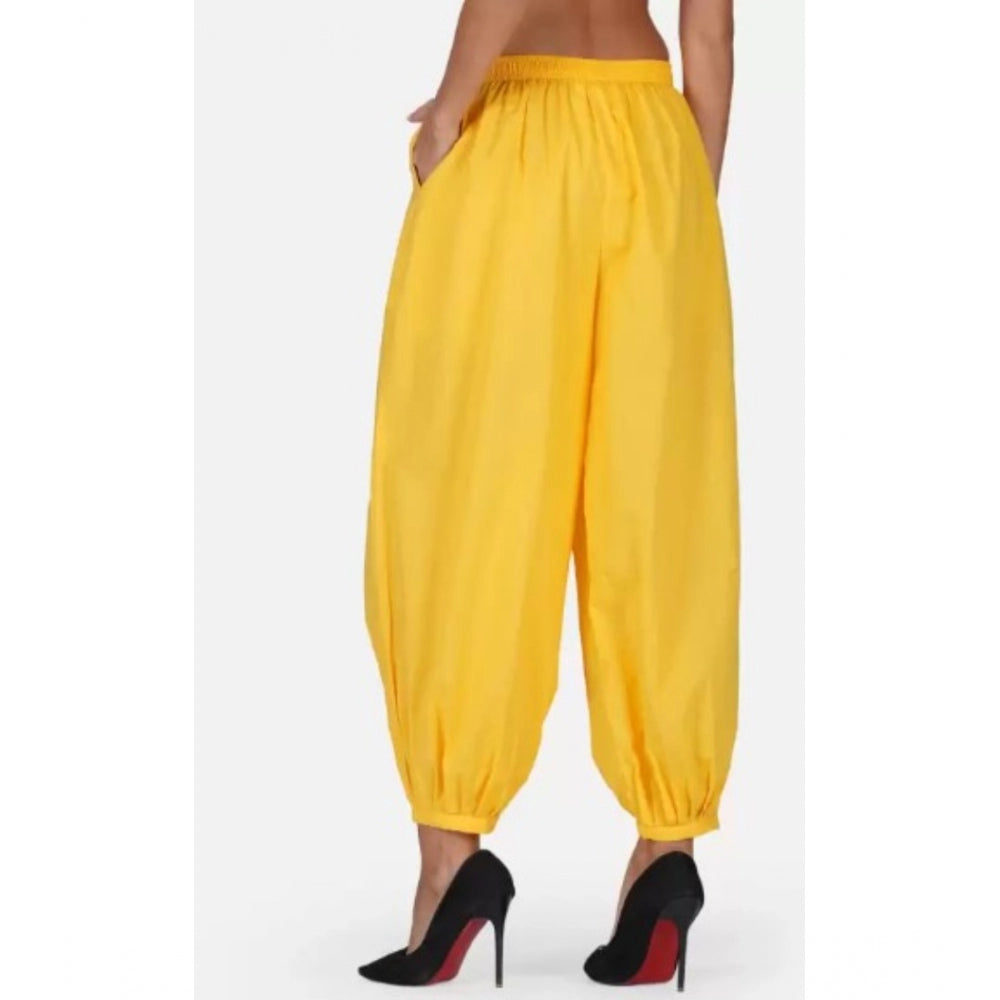 Casual Cotton Cambric Solid Elastic Waist Patiala Harem Pants