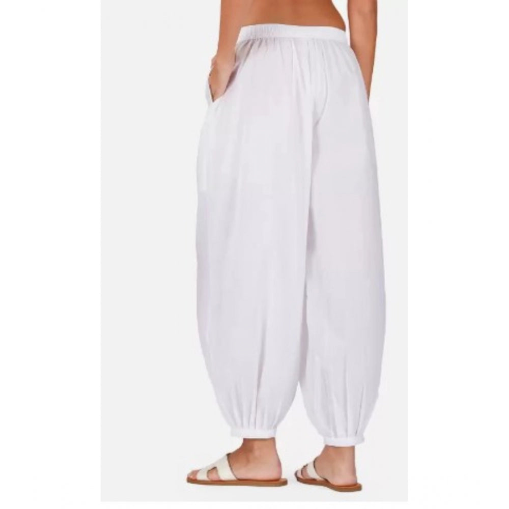 Casual Cotton Cambric Solid Elastic Waist Patiala Harem Pants