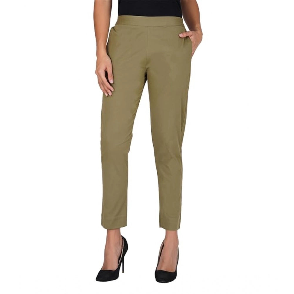 Casual Cotton Lycra Solid Trouser Pants