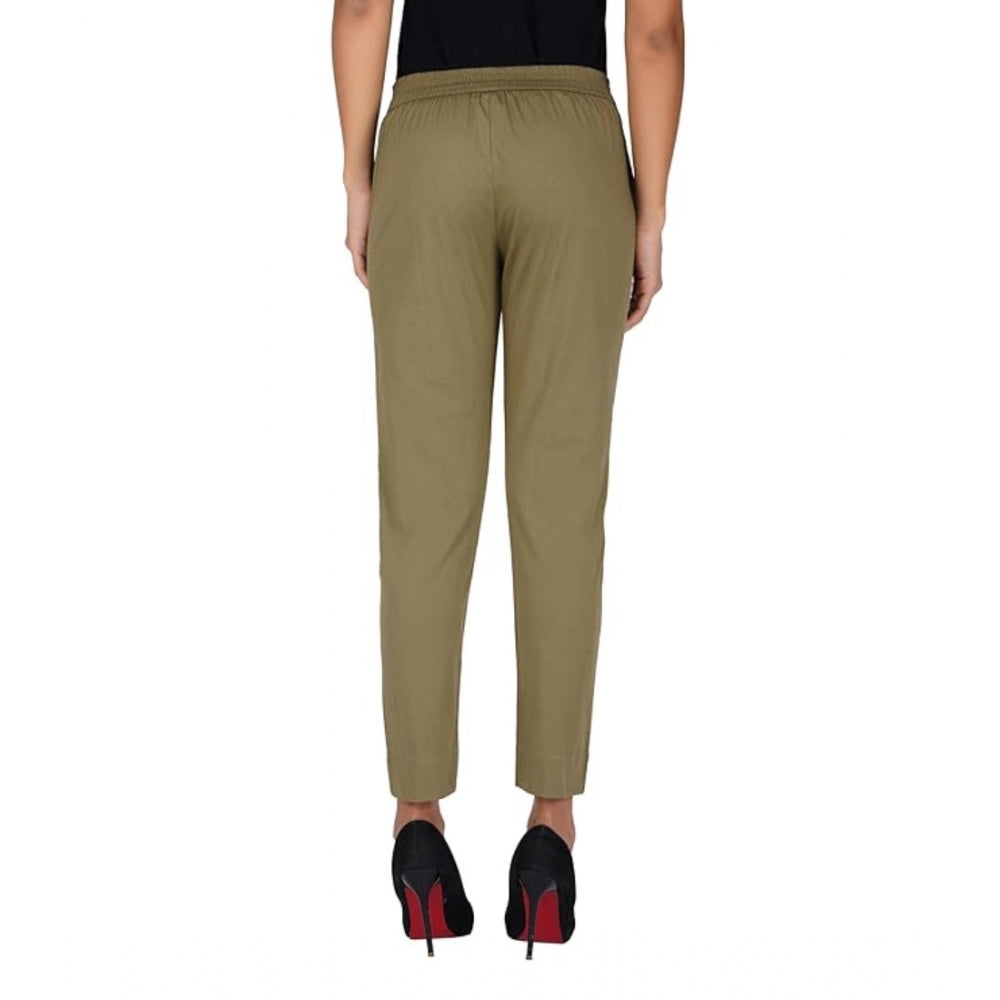 Casual Cotton Lycra Solid Trouser Pants