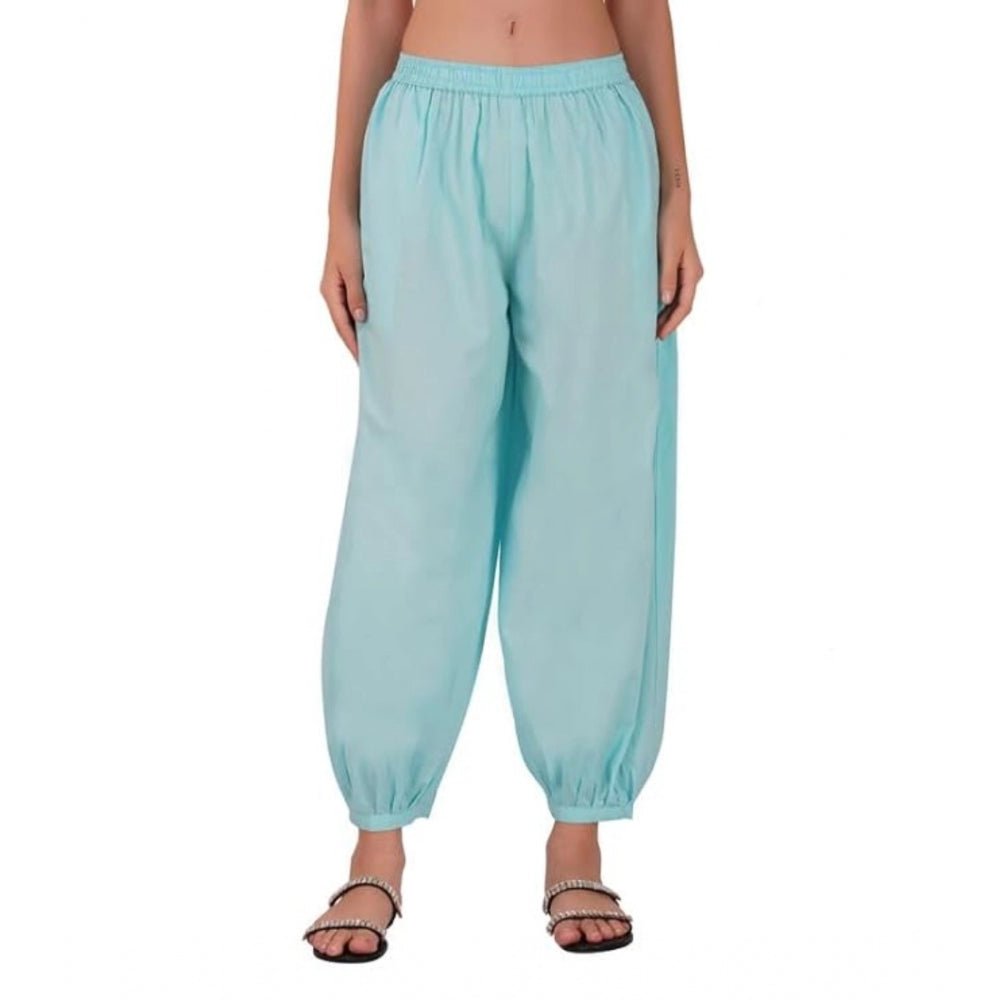 Casual Cotton Cambric Solid Elastic Waist Patiala Harem Pants