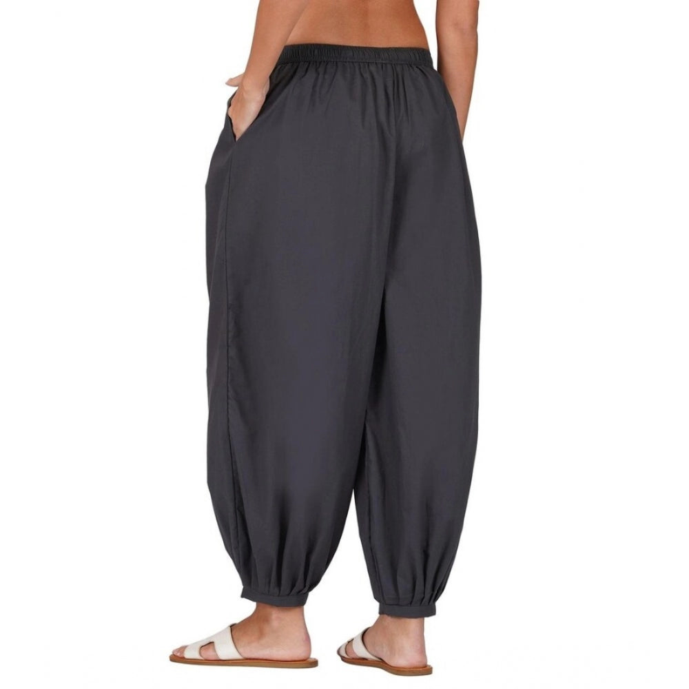 Casual Cotton Cambric Solid Elastic Patiala Harem Pants