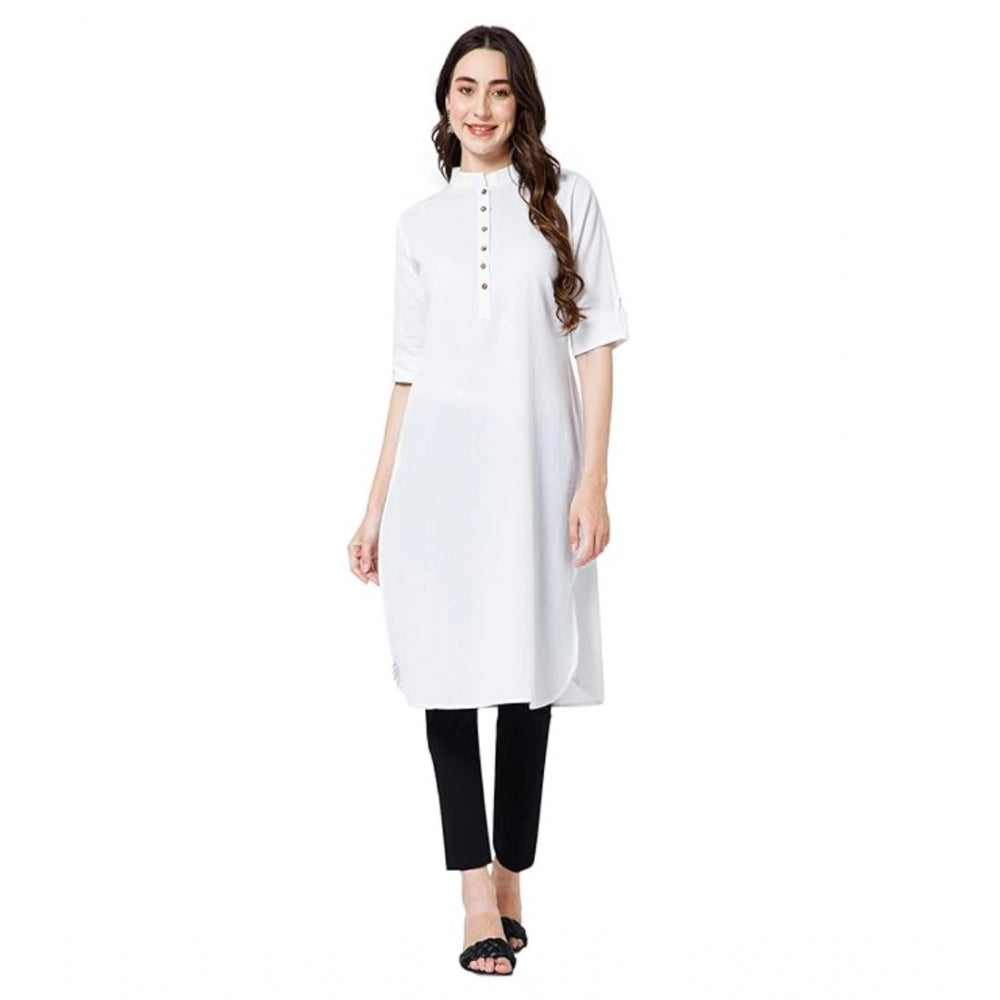 Casual Cotton Solid 3-4 Sleeve Kurti