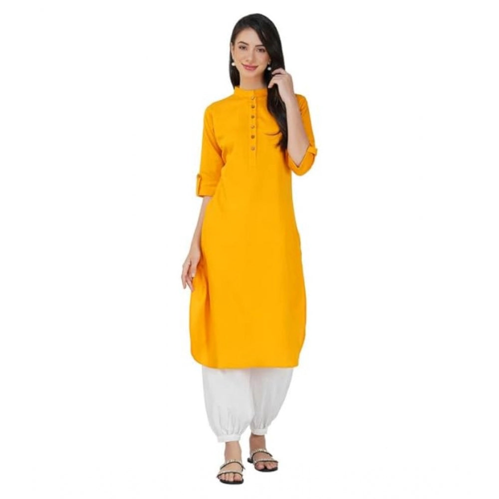 Casual Cotton Solid 3-4 Sleeve Kurti