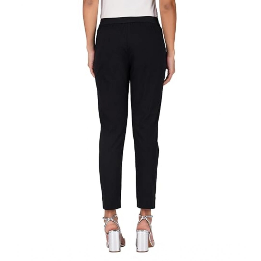 Casual Cotton Lycra Solid Trouser Pants