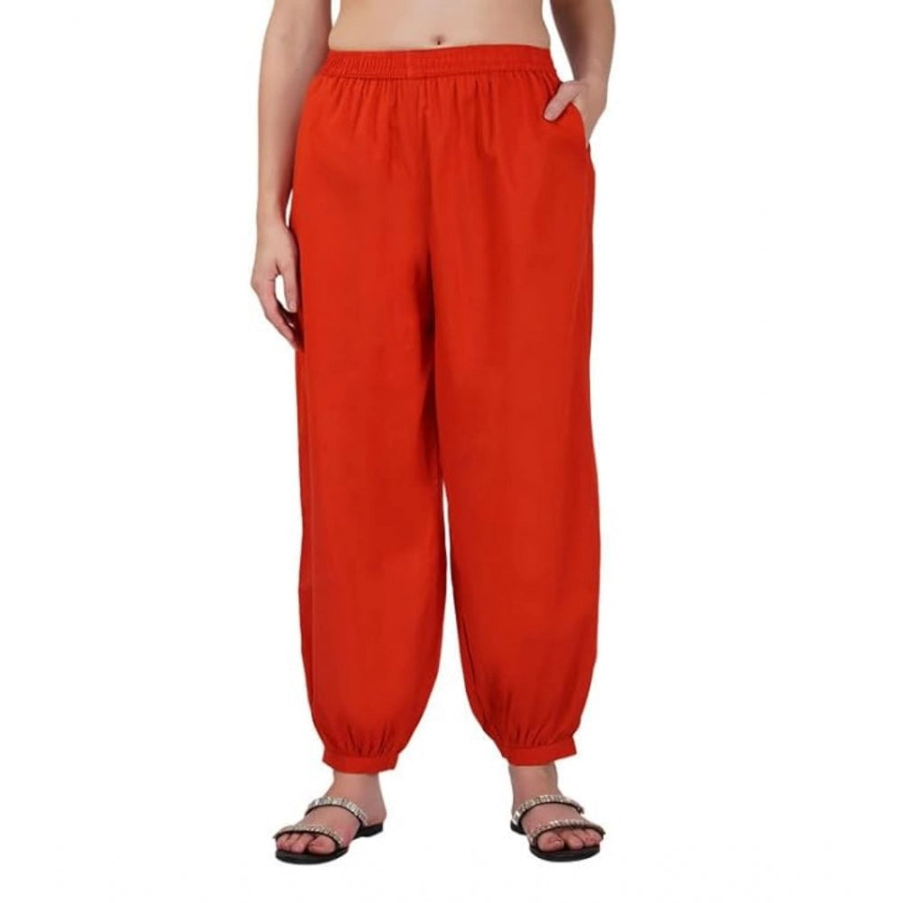 Casual Cotton Cambric Solid Elastic Waist Patiala Harem Pants