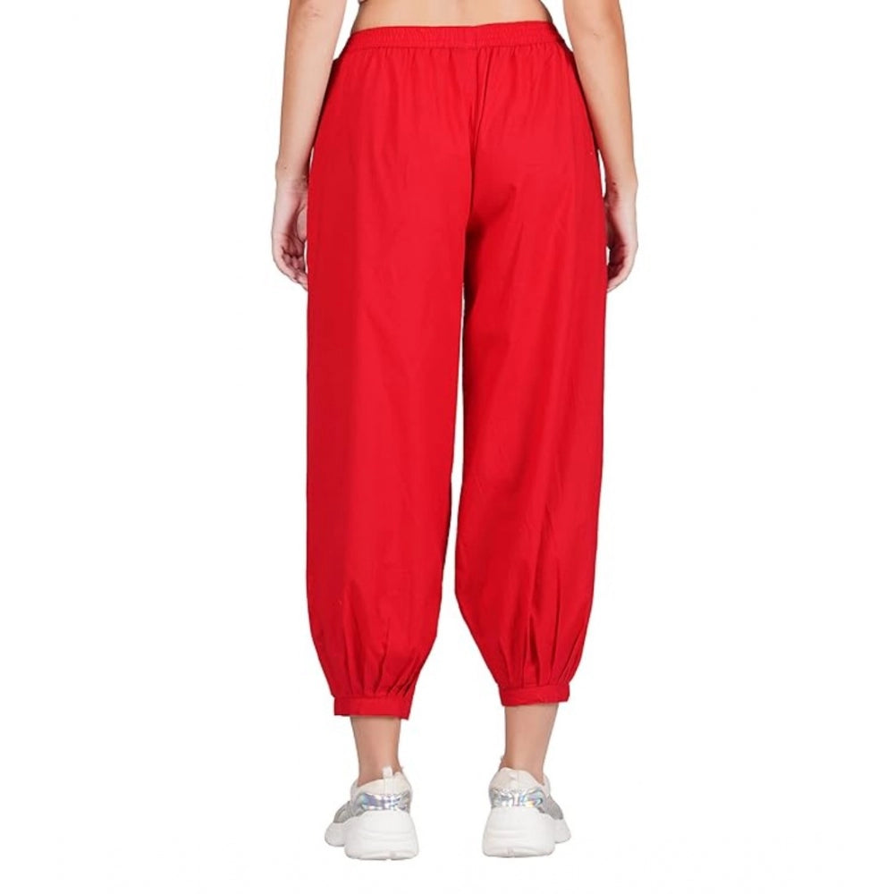 Casual Cotton Cambric Solid Elastic Waist Patiala Harem Pants