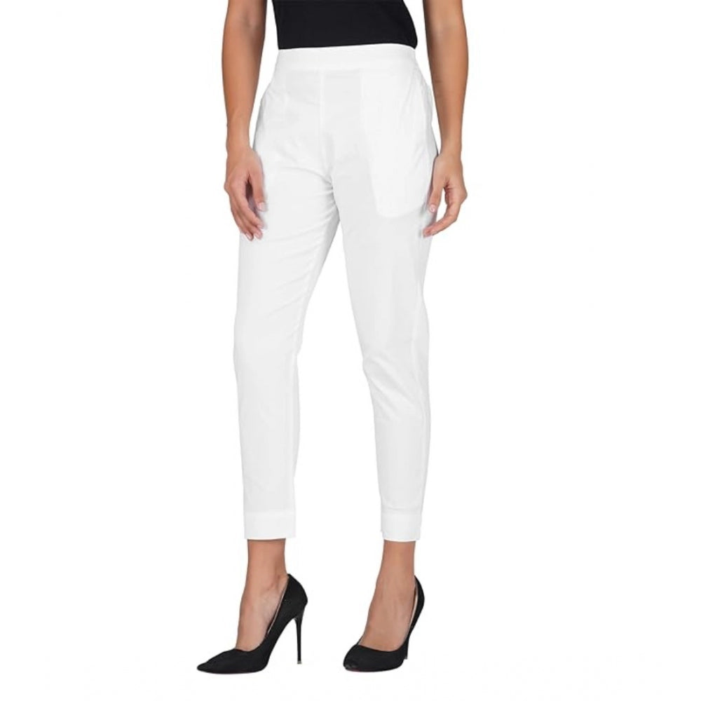 Casual Cotton Lycra Solid Trouser Pants