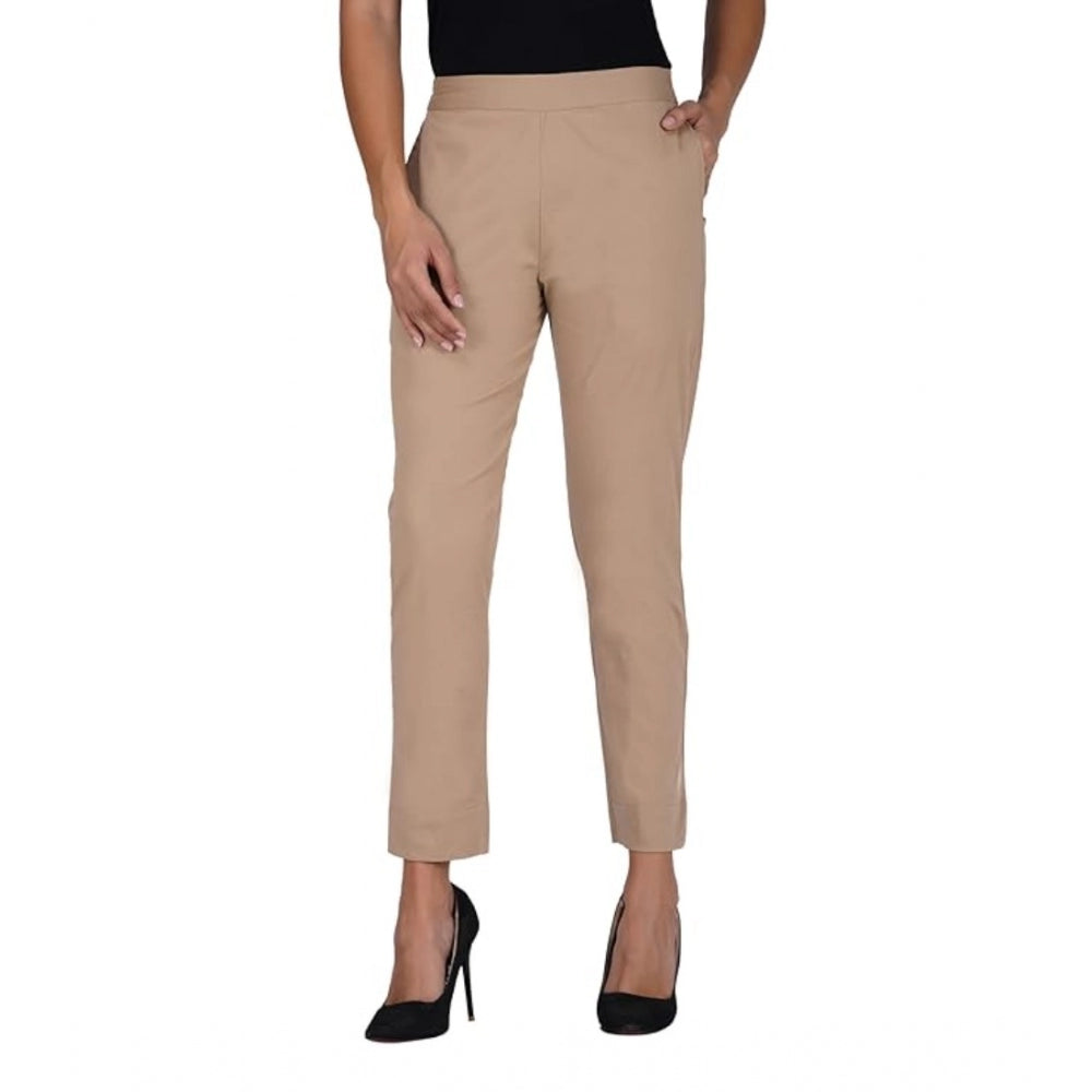 Casual Cotton Lycra Solid Trouser Pants