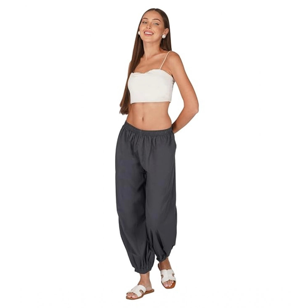 Casual Cotton Cambric Solid Elastic Patiala Harem Pants