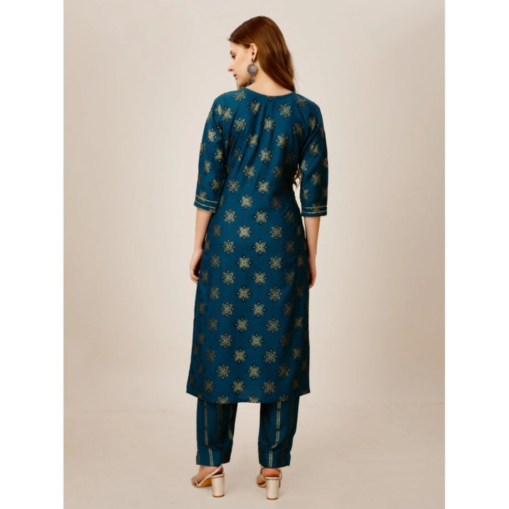 Casual 3-4 th Sleeve Embroidery Rayon Kurti Pant Set