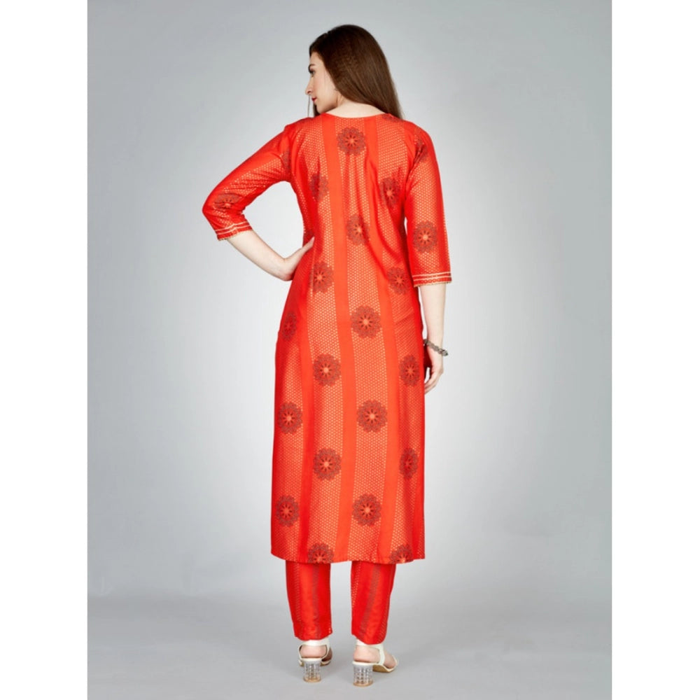 Casual 3-4 th Sleeve Embroidery Rayon Kurti Pant Set