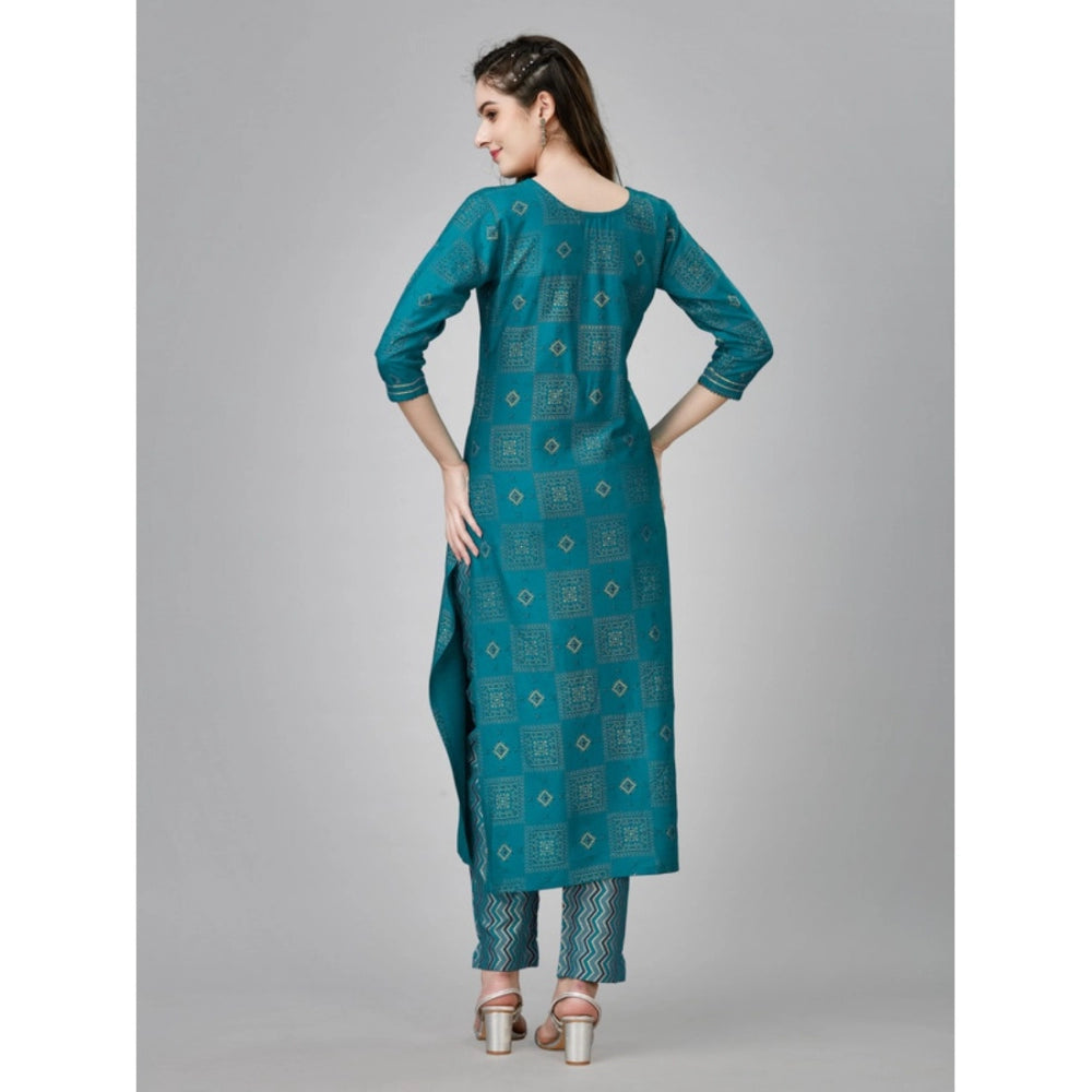 Casual 3-4 th Sleeve Embroidery Rayon Kurti Pant Set