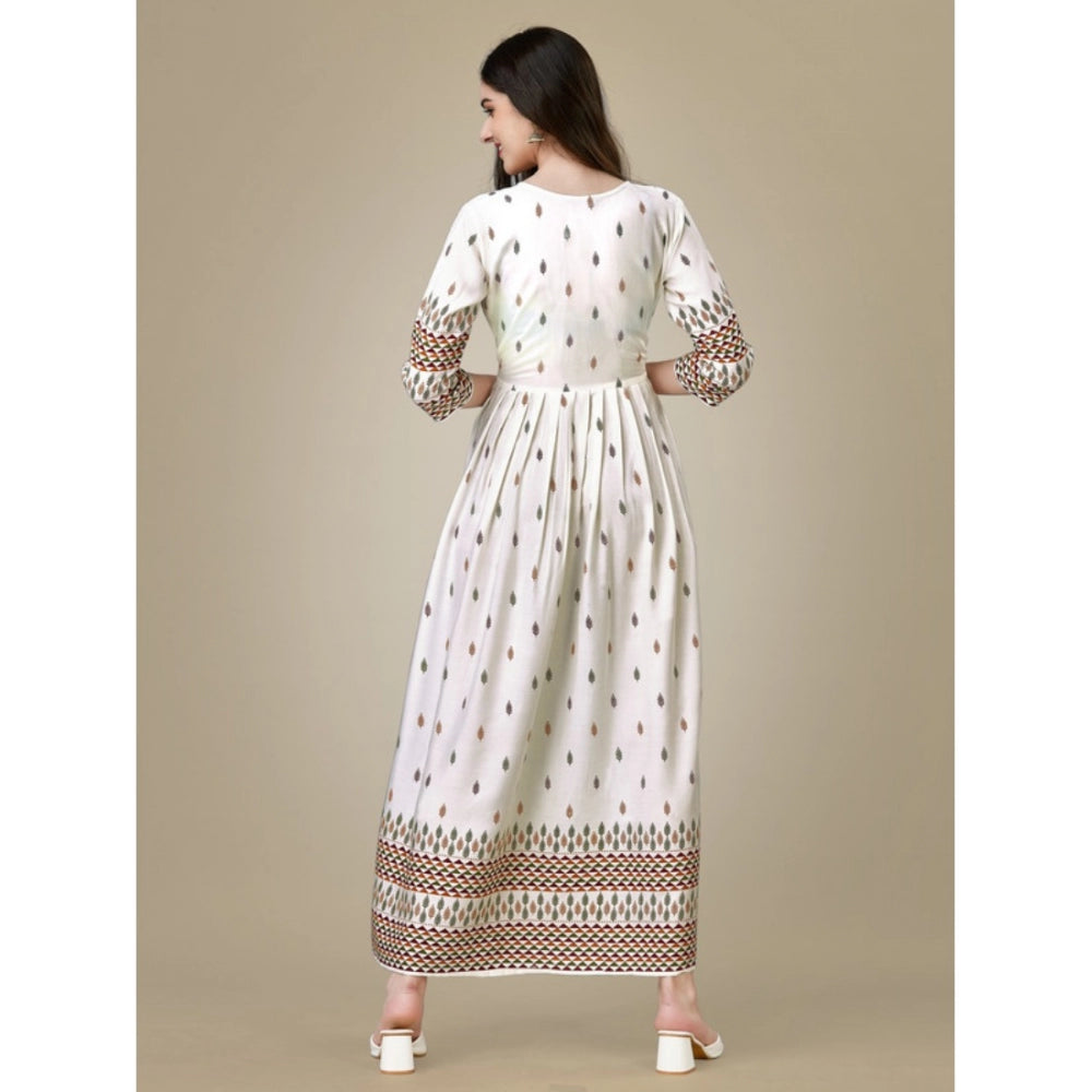 Casual 3-4 th Sleeve Printed Rayon Gown