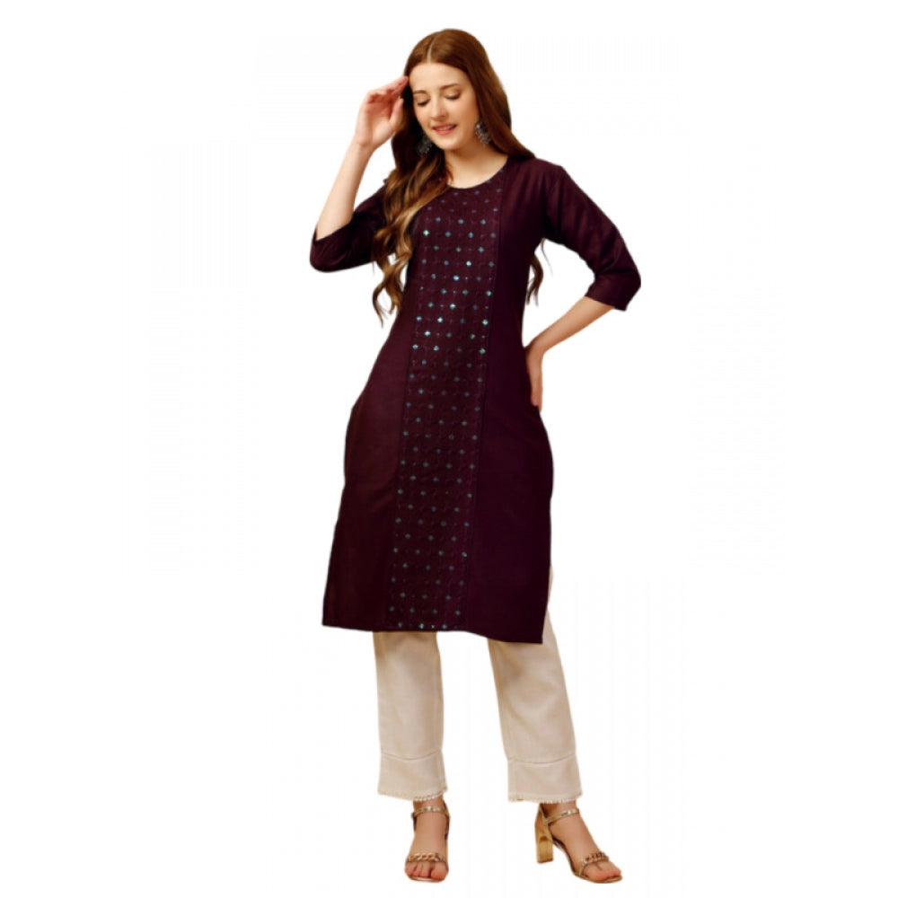 Casual 3-4 th Sleeve Embroidery Cotton Kurti Pant Set