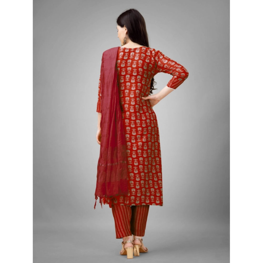 Casual 3-4 th Sleeve Embroidery Rayon Kurti Pant Dupatta Set