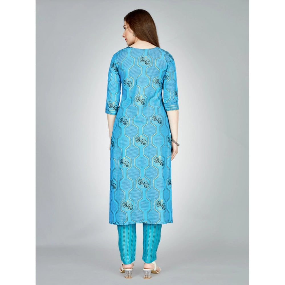 Casual 3-4 th Sleeve Embroidery Rayon Kurti Pant Set