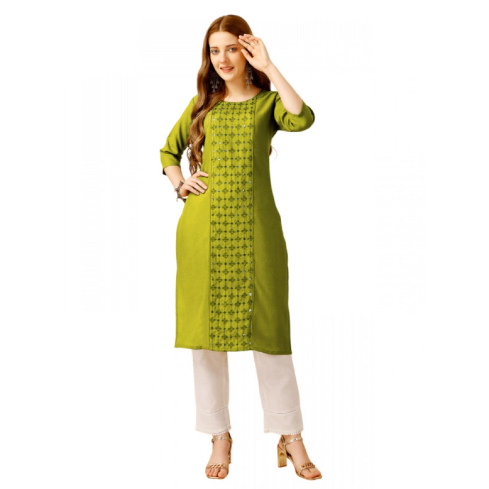 Casual 3-4 th Sleeve Embroidery Cotton Kurti Pant Set