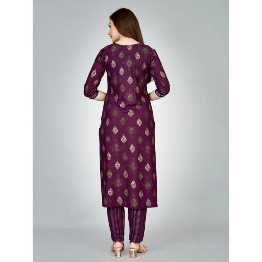 Casual 3-4 th Sleeve Embroidery Rayon Kurti Pant Set