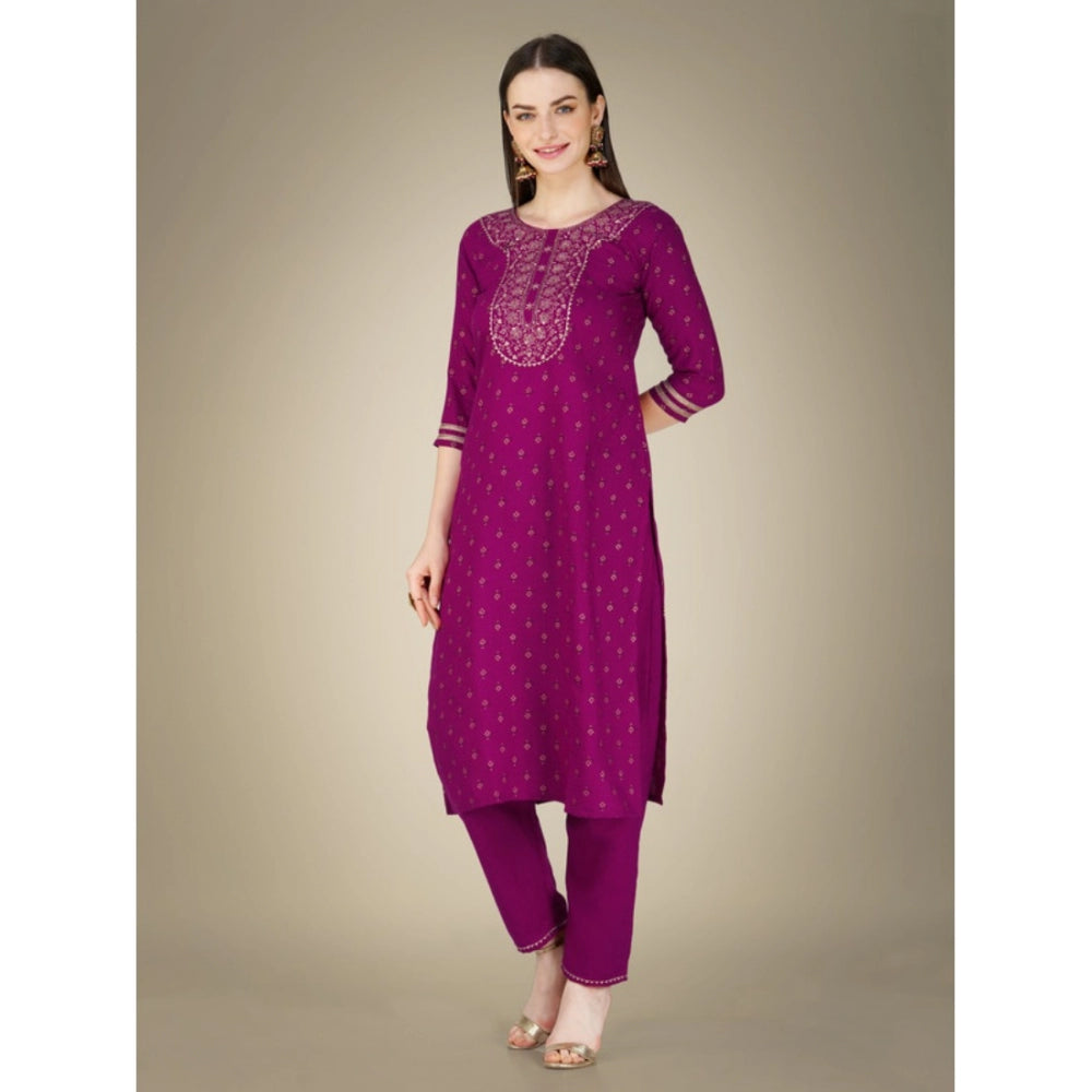 Casual 3-4 th Sleeve Embroidery Cotton Kurti Pant Dupatta Set