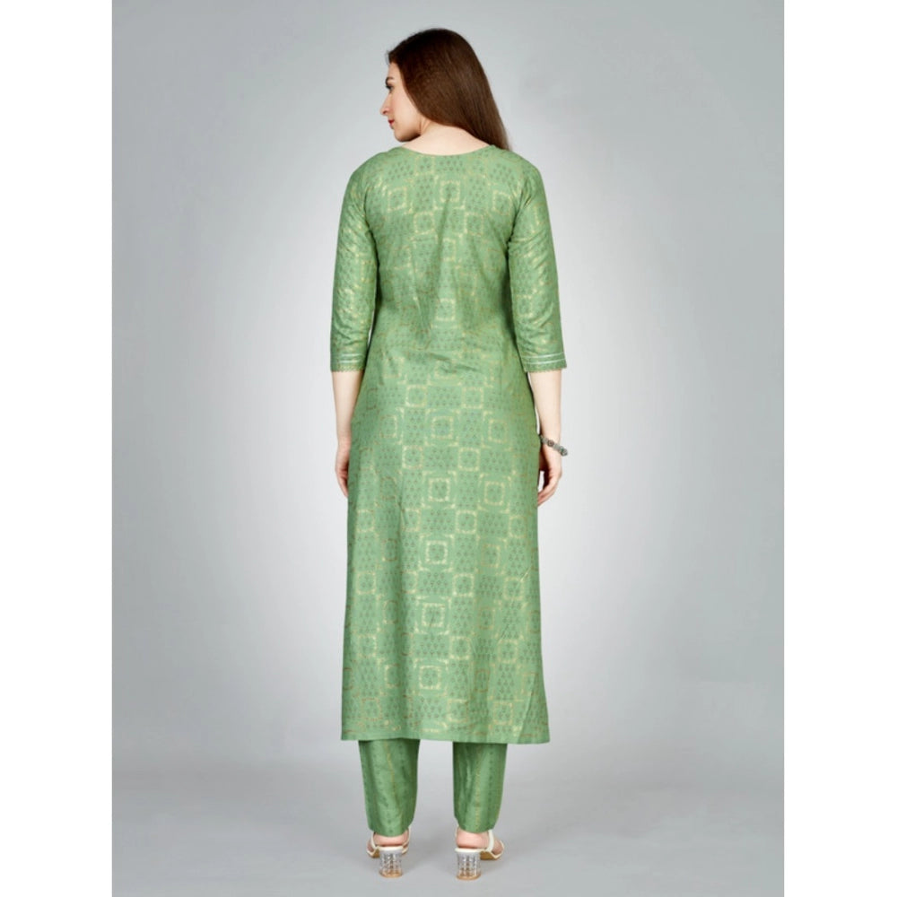 Casual 3-4 th Sleeve Embroidery Rayon Kurti Pant Set