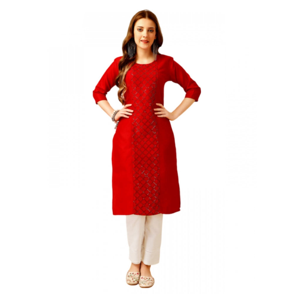 Casual 3-4 th Sleeve Embroidery Cotton Kurti Pant Set