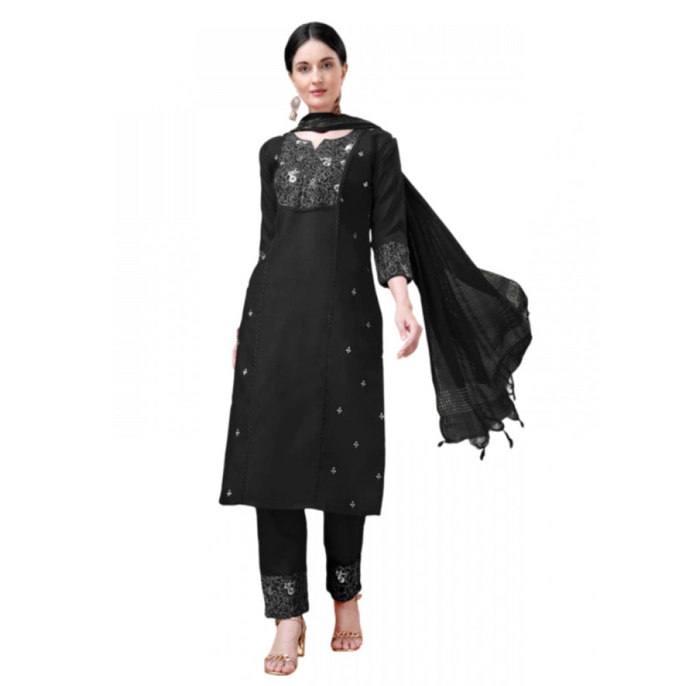 Casual 3-4 th Sleeve Embroidery Cotton Kurti Pant Dupatta Set