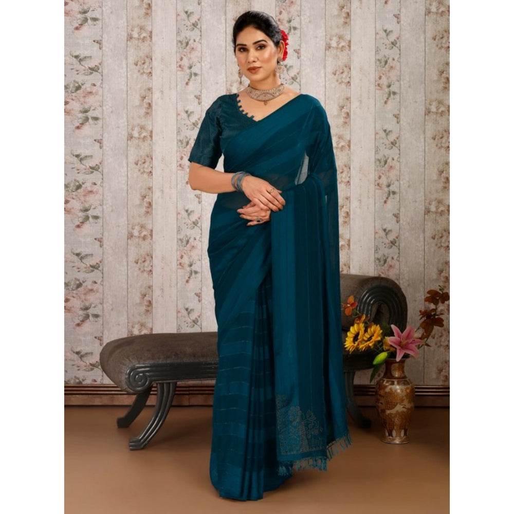 Chiffon Fabric Line Saree With Unstitched Blouse