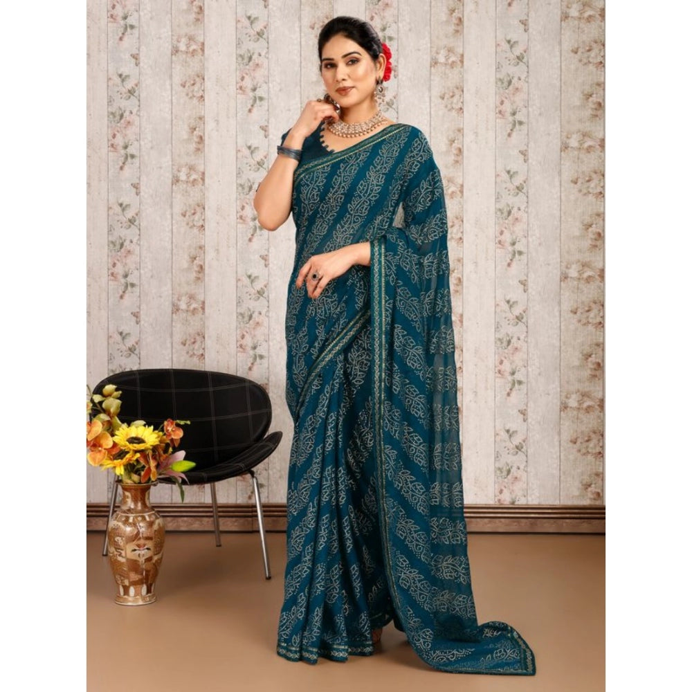 Zomto Bandhani Saree With Unstitched Blouse