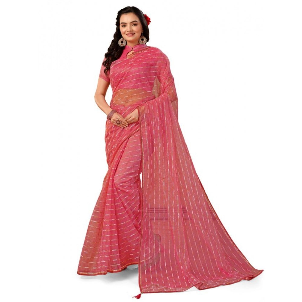 Linen Line Saree With Unstitched Blouse