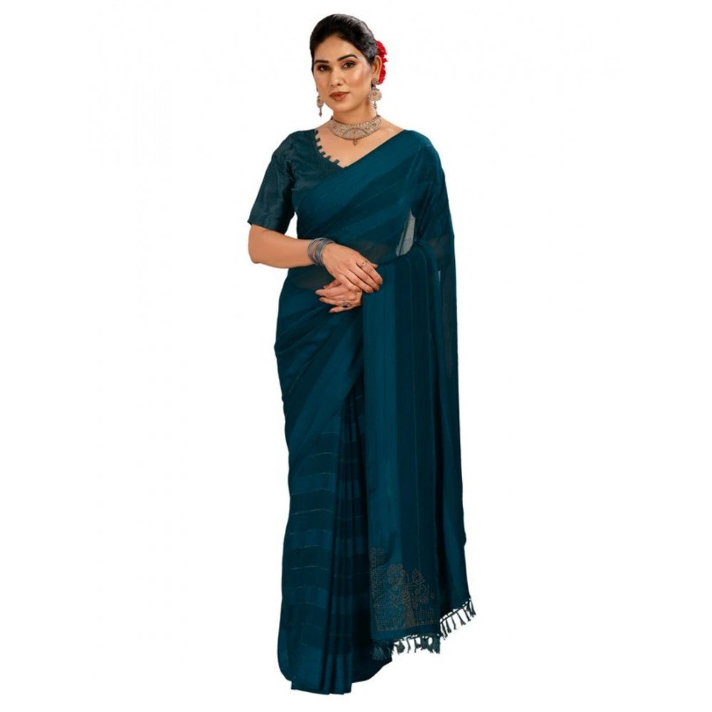 Chiffon Fabric Line Saree With Unstitched Blouse