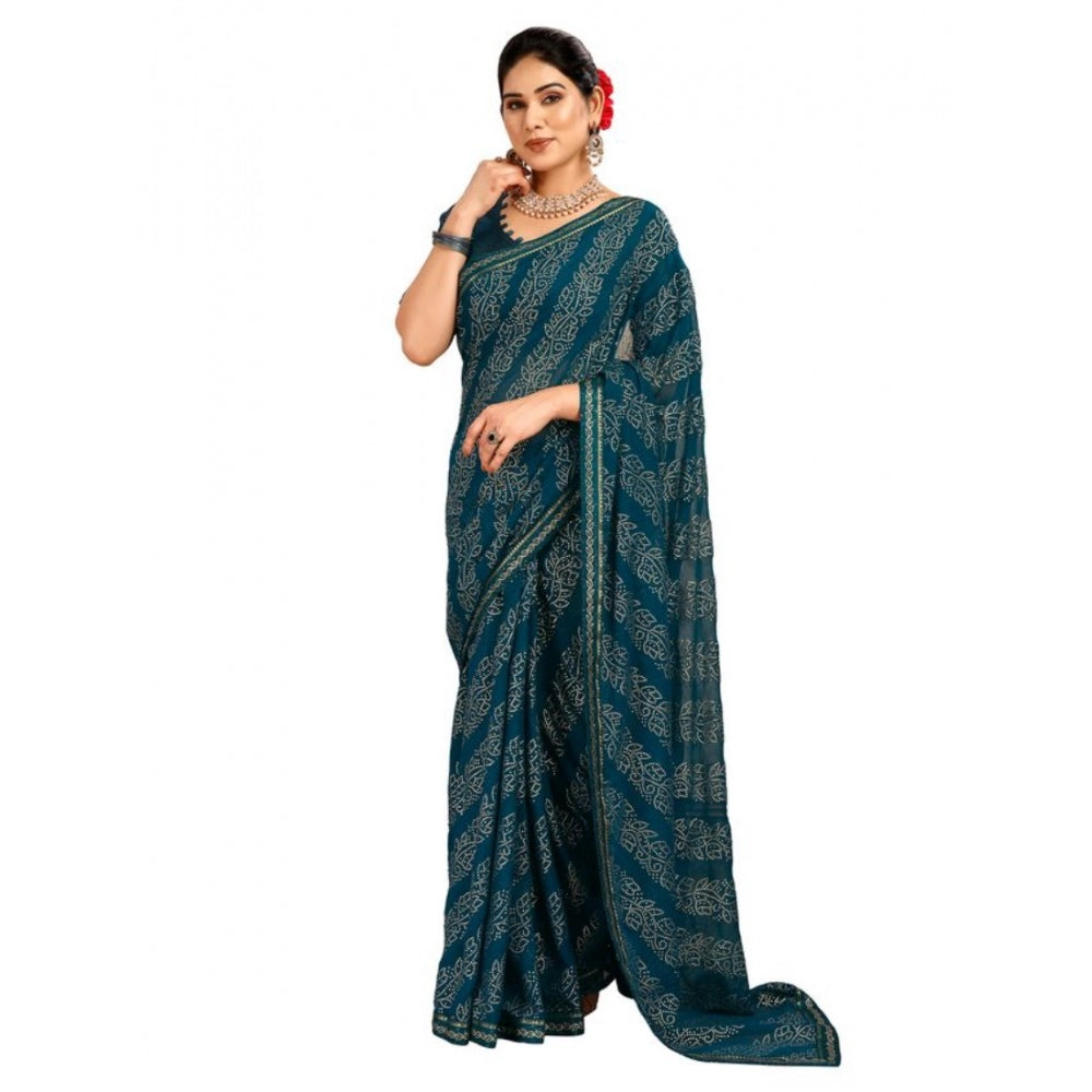 Zomto Bandhani Saree With Unstitched Blouse