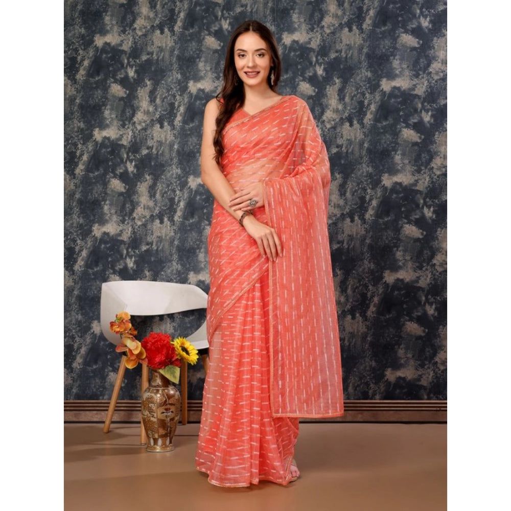 Linen Line Saree With Unstitched Blouse