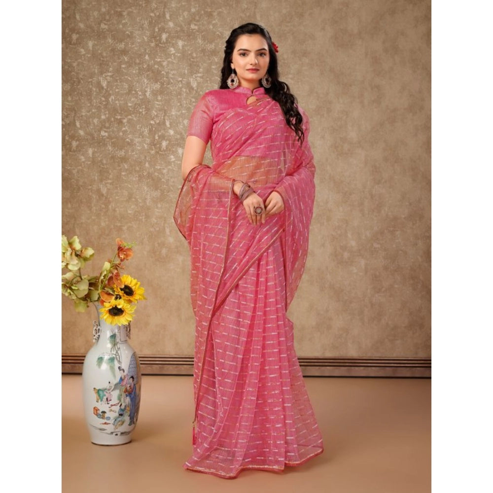 Linen Line Saree With Unstitched Blouse