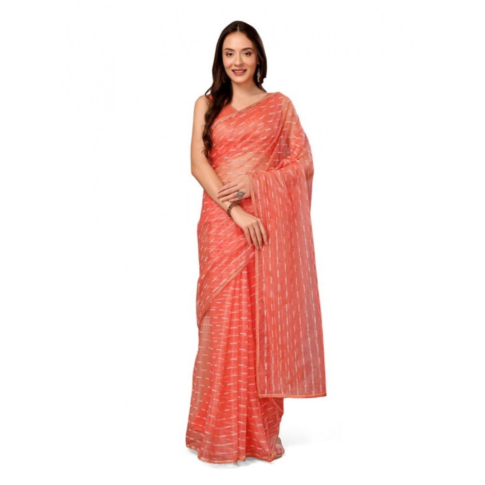 Linen Line Saree With Unstitched Blouse