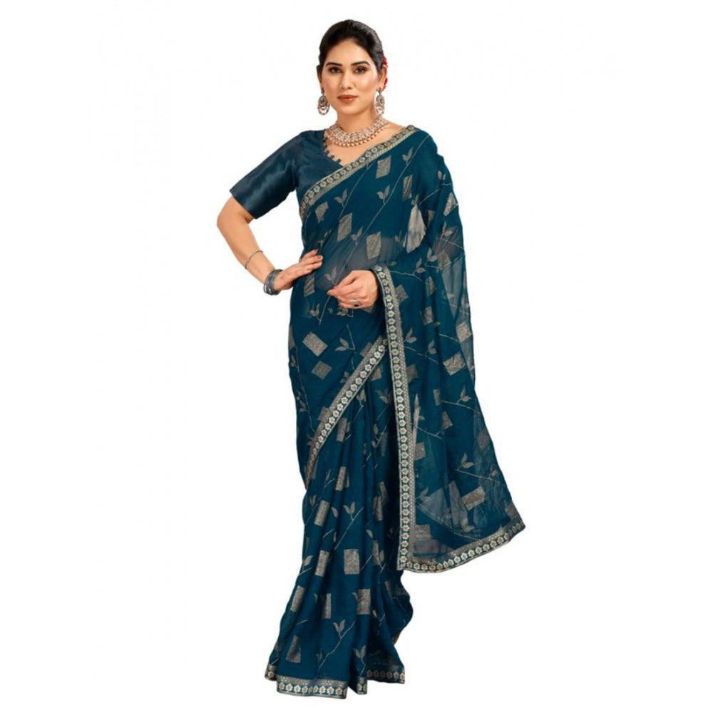 Zomto Patta Chiffon Saree With Unstitched Blouse