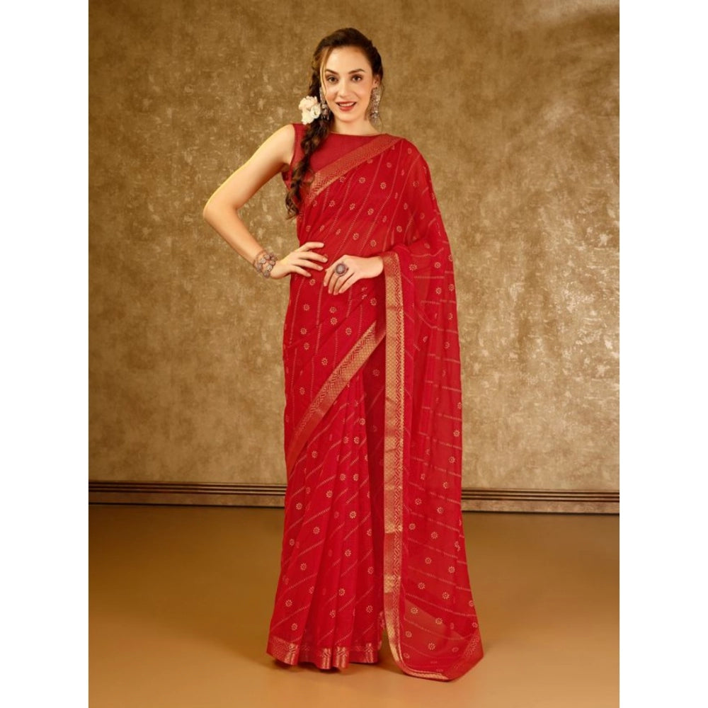 Zomto Bandhani Saree With Unstitched Blouse