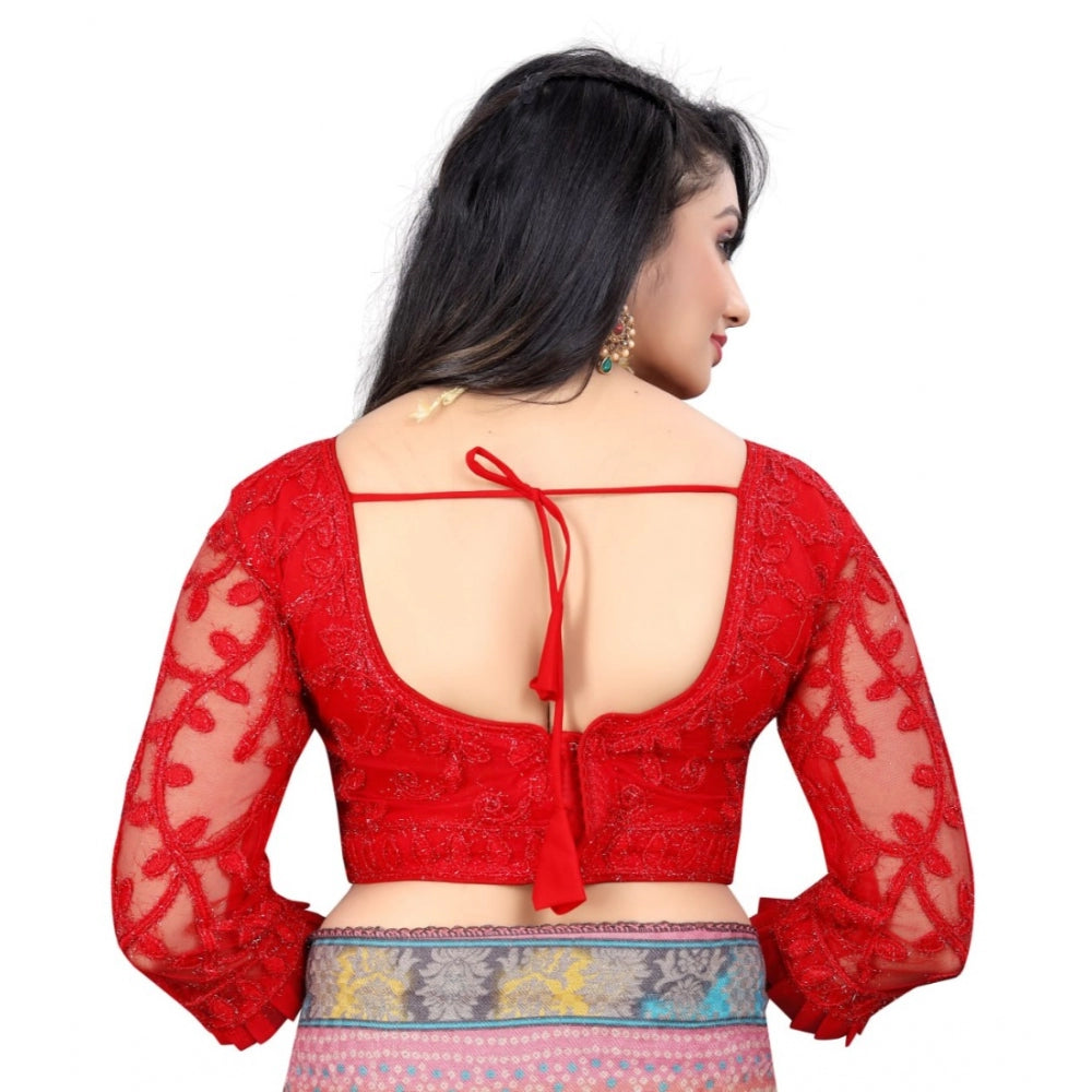  Nylon Net Embroidery Readymade Blouse