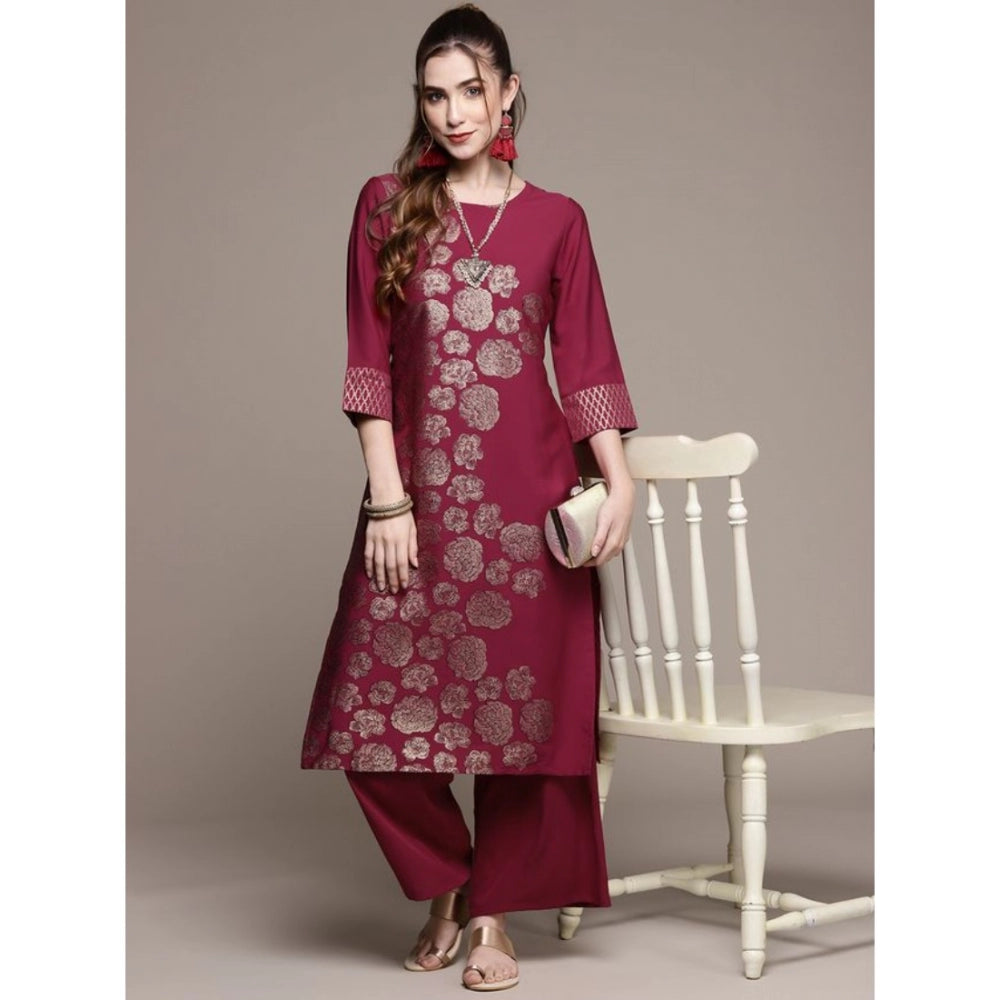 Casual 3-4Th Sleeve Floral Printed Crepe Kurti And Palazzo Set