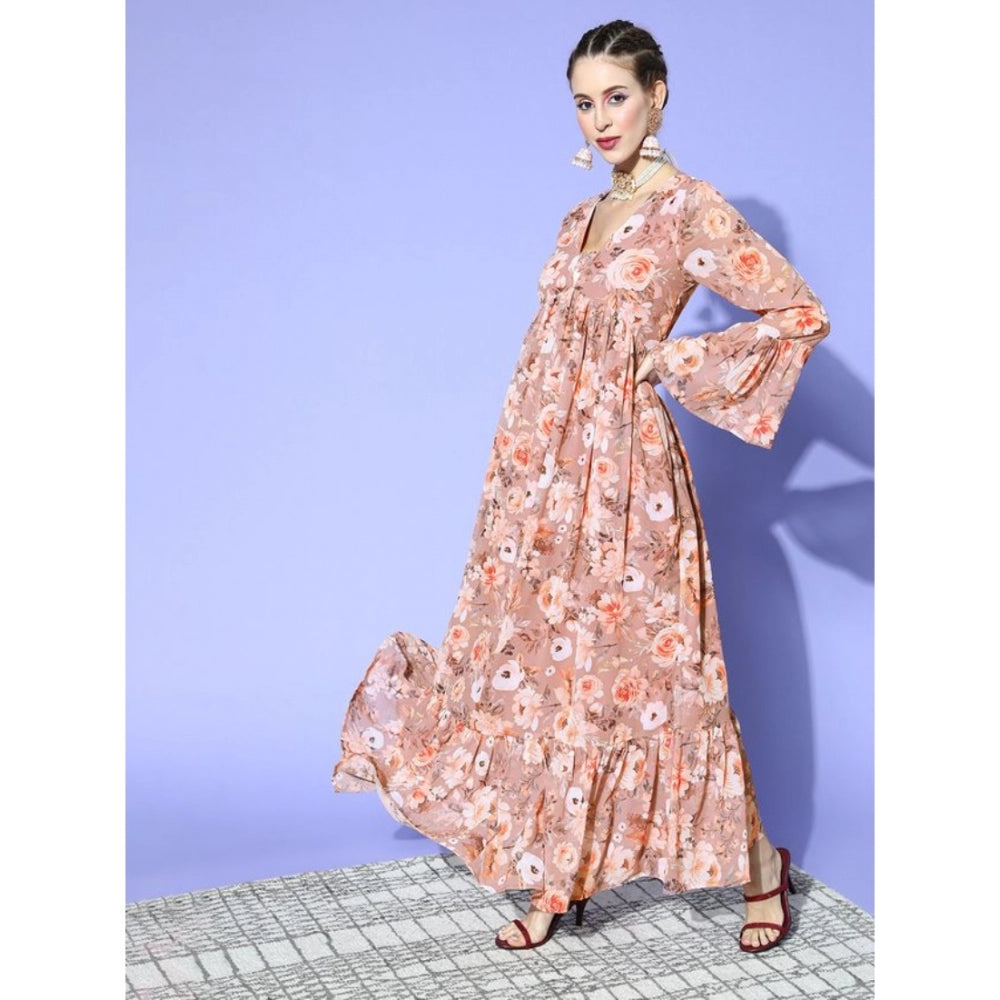 Casual Full Sleeve Floral Printed Georgette Dresses