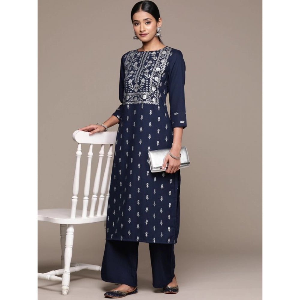 Casual 3-4Th Sleeve Floral Printed Rayon Kurti and Palazzo Set