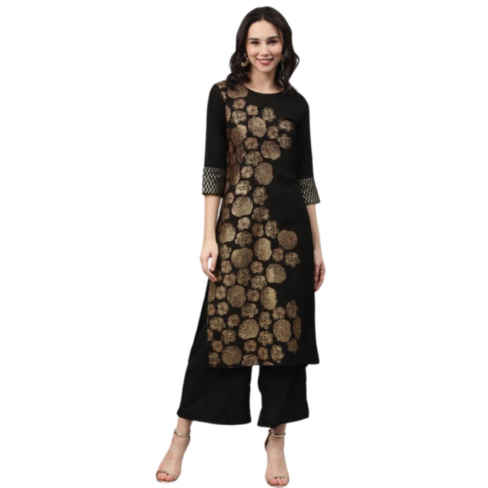 Casual 3-4Th Sleeve Floral Printed Crepe Kurti And Palazzo Set