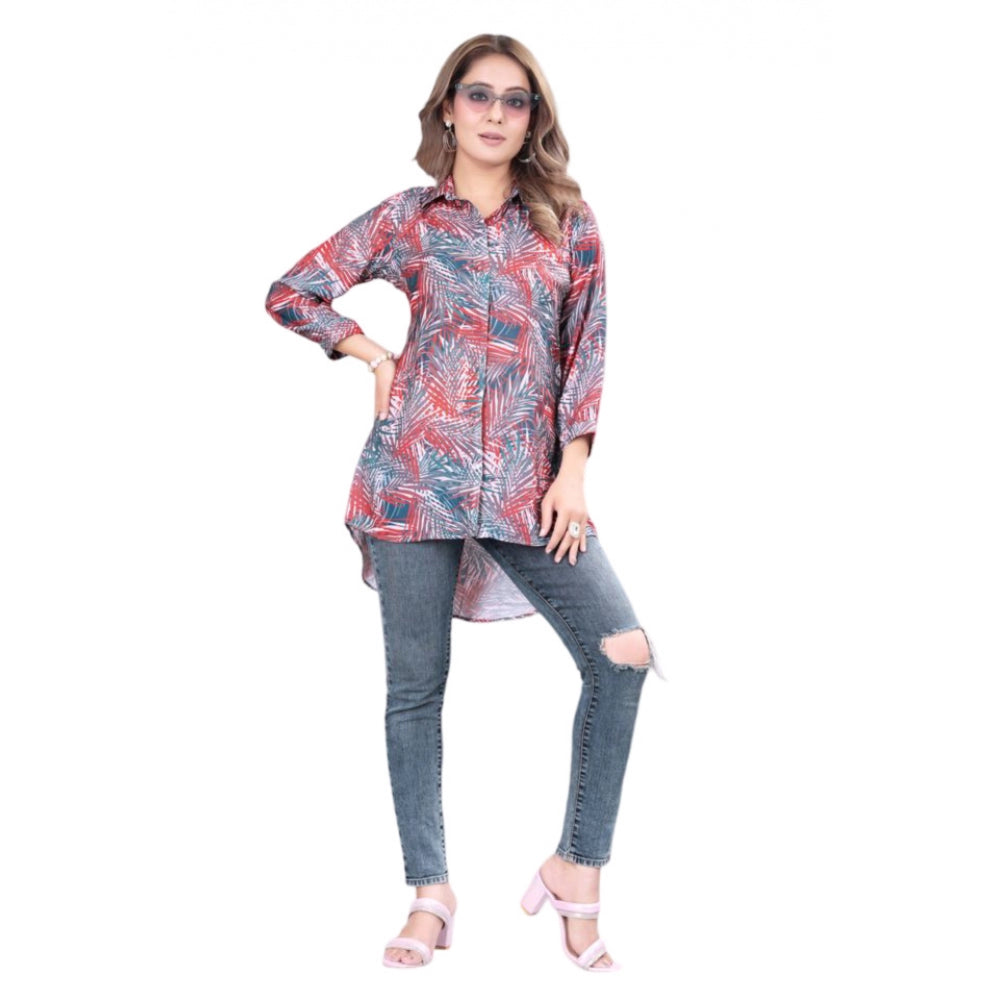 Casual 3-4th Sleeve Printed Crepe Tunic