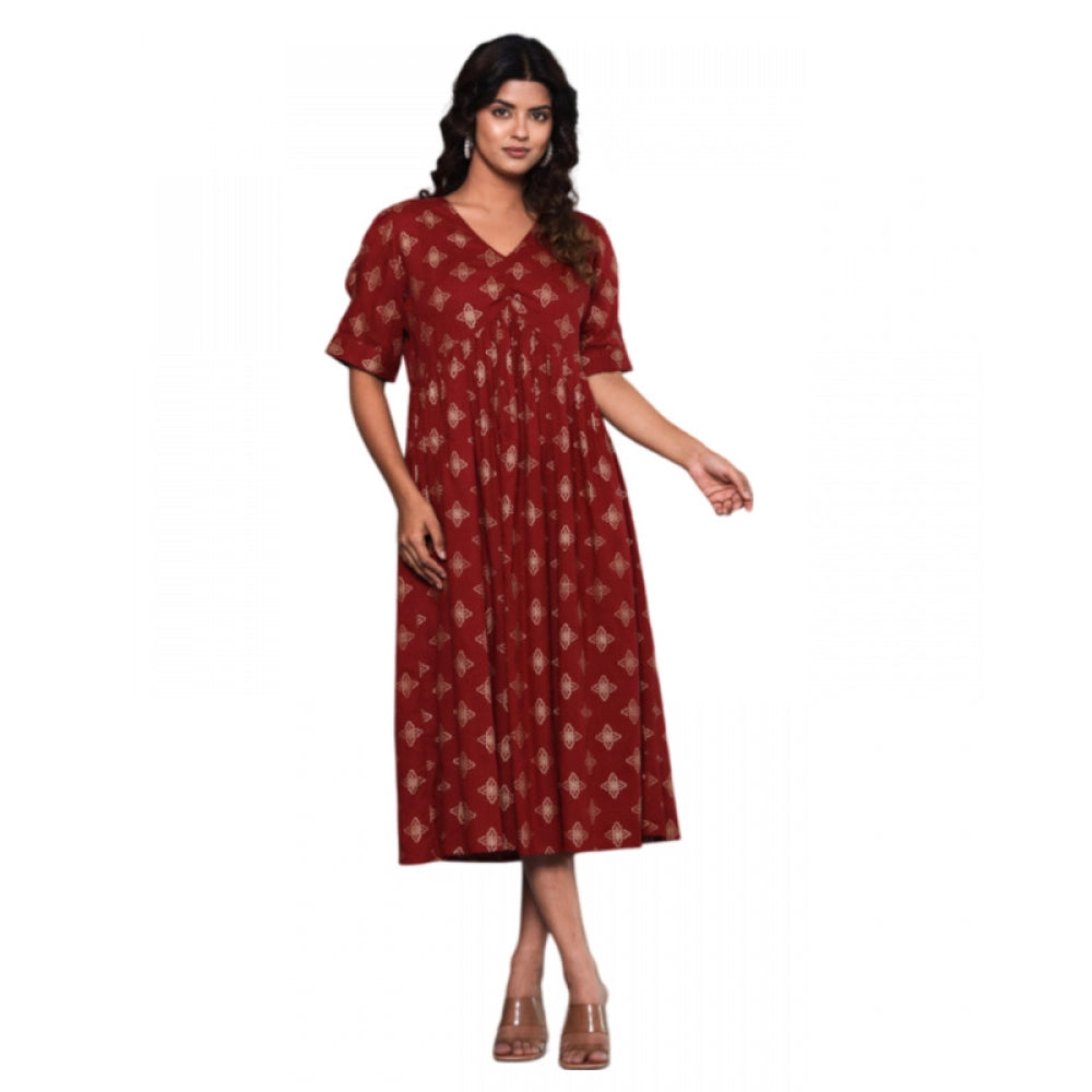 Casual Viscose Rayon Half Sleeve Alia Cut Gown