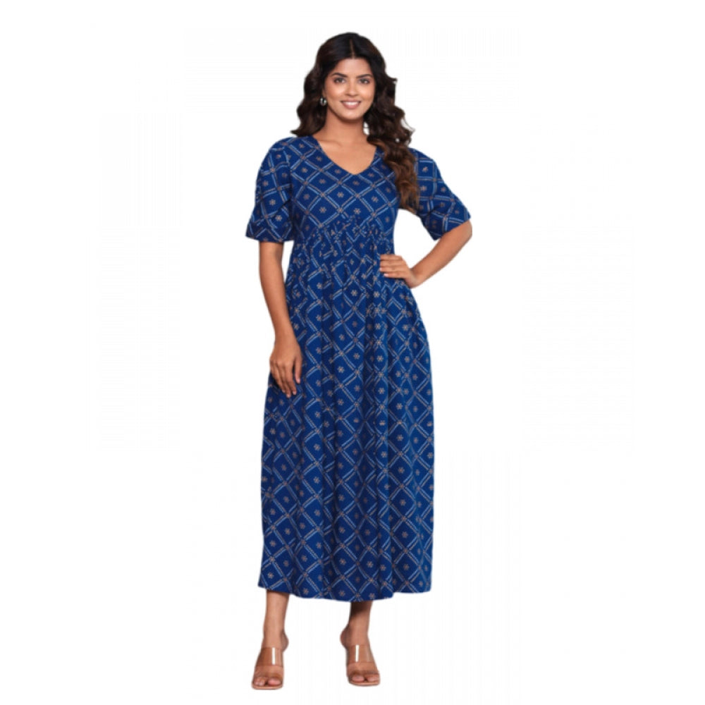 Casual Viscose Rayon Half Sleeve Alia Cut Gown