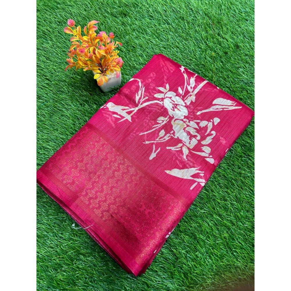 Rani Rangoli Cotton Printed Saree With Unstitched Blouse