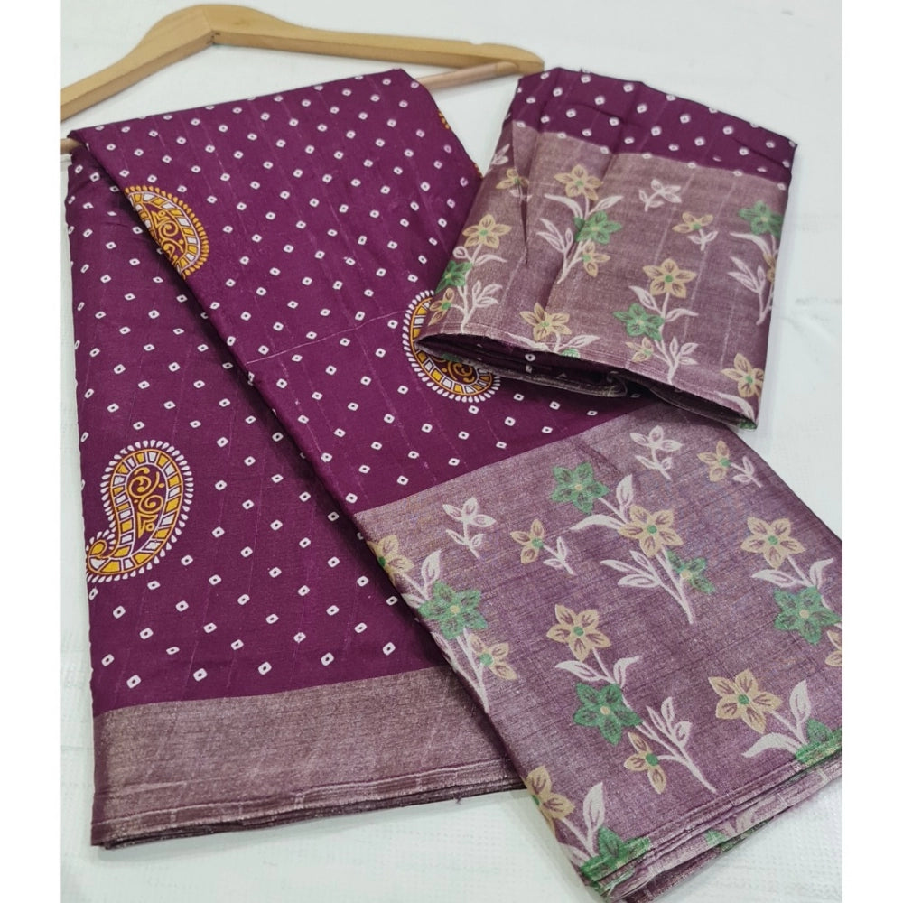 Rani Rangoli Cotton Silk Printed Saree With Unstitched Blouse