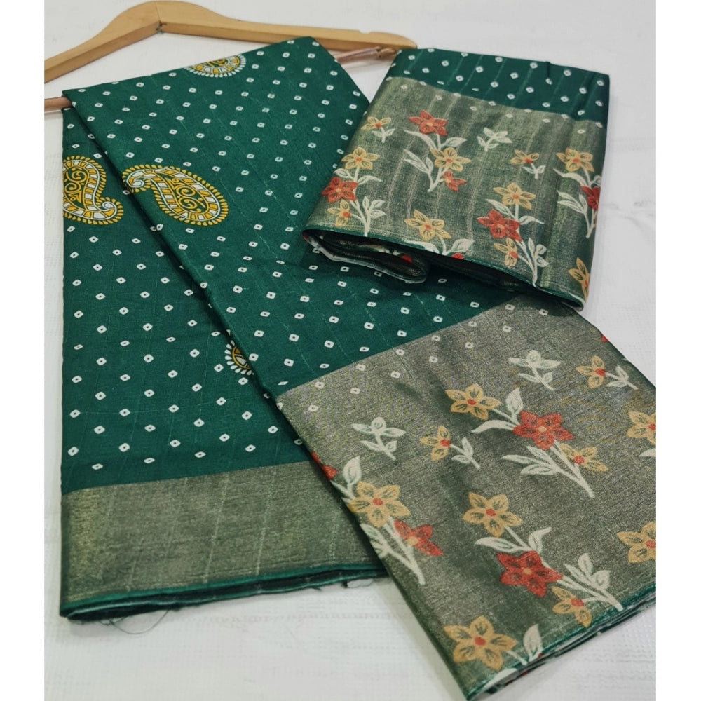 Rani Rangoli Cotton Silk Printed Saree With Unstitched Blouse